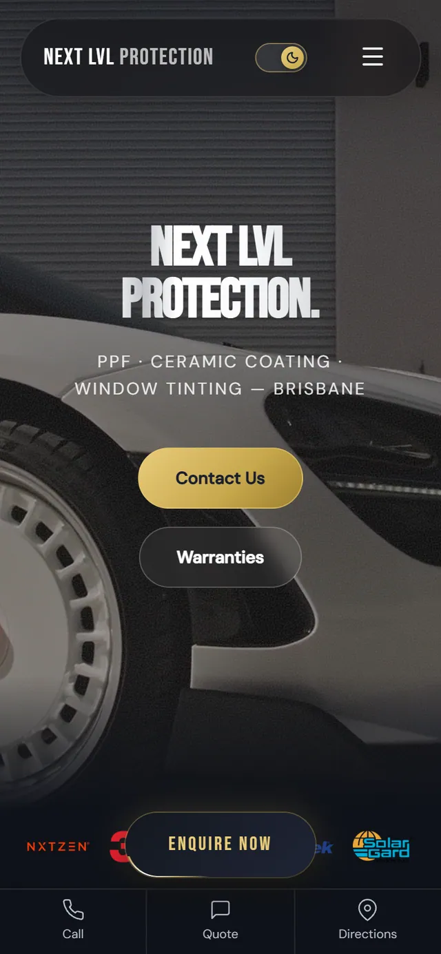 NEXT LVL Protection website, mobile